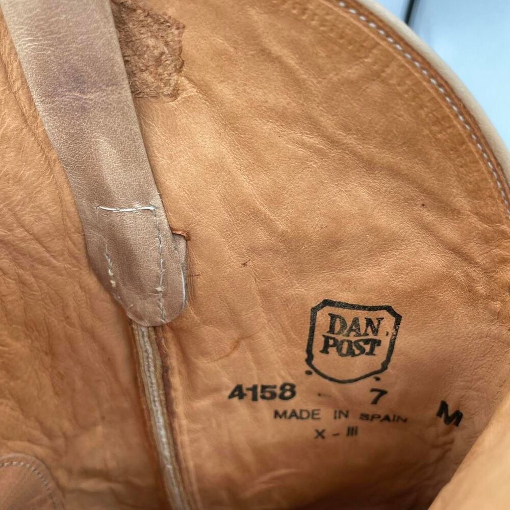 Dan Post Women's 7M Tan Heeled Cowboy Boots Vintage Cowgirl Boho Western Indie - Picture 6 of 8